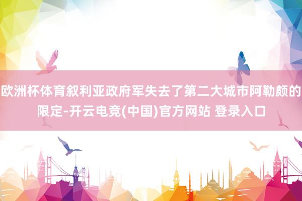 欧洲杯体育叙利亚政府军失去了第二大城市阿勒颇的限定-开云电竞(中国)官方网站 登录入口
