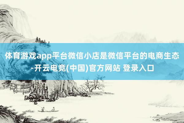 体育游戏app平台　　微信小店是微信平台的电商生态-开云电竞(中国)官方网站 登录入口
