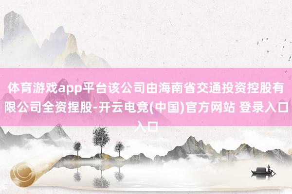 体育游戏app平台该公司由海南省交通投资控股有限公司全资捏股-开云电竞(中国)官方网站 登录入口