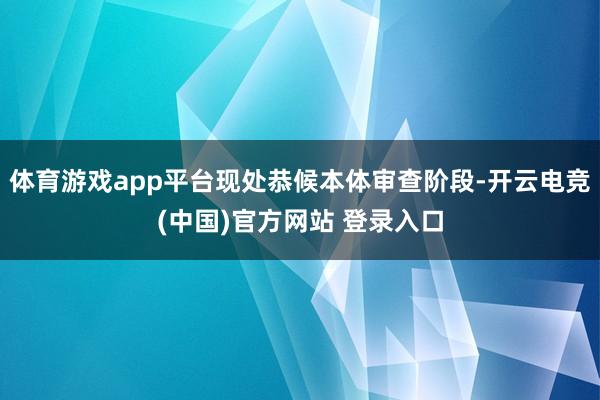 体育游戏app平台现处恭候本体审查阶段-开云电竞(中国)官方网站 登录入口