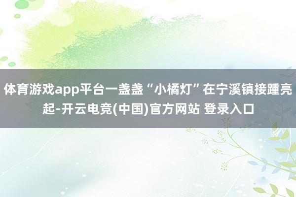 体育游戏app平台一盏盏“小橘灯”在宁溪镇接踵亮起-开云电竞(中国)官方网站 登录入口