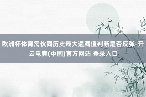欧洲杯体育需伙同历史最大遗漏值判断是否反弹-开云电竞(中国)官方网站 登录入口